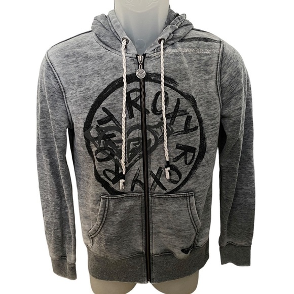 ROXY Surf Gray Hoodie Zip Jacket Women S Small - Picture 1 of 5